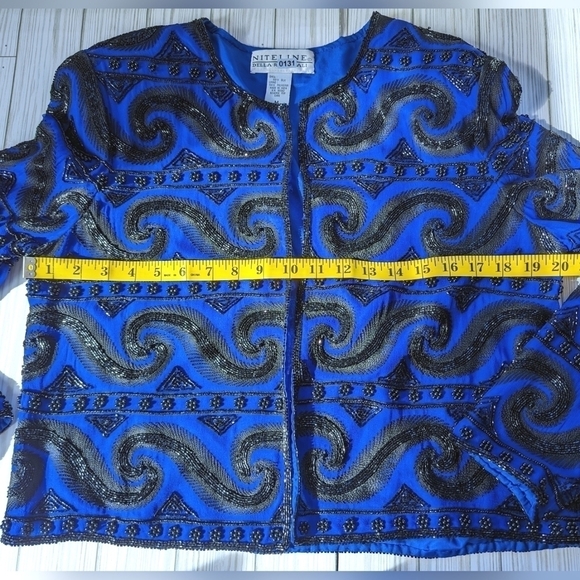 Niteline Della Roufogali Vintage Silk Beaded Semi Sheer Jacket Size Medium - Picture 10 of 14